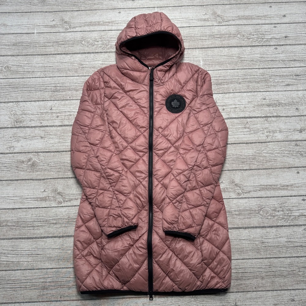 Toboggan Canada Puffer Jacket Womens Medium Pink Mauve Quilted Hooded Parka Coat
